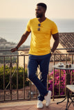 BARABAS Men's Basic Solid Color Crew-neck T-shirts ST933 Mustard