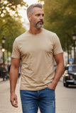 Barabas Wholesale Men's Basic Solid Color Crew-neck T-shirts ST933 Natural 