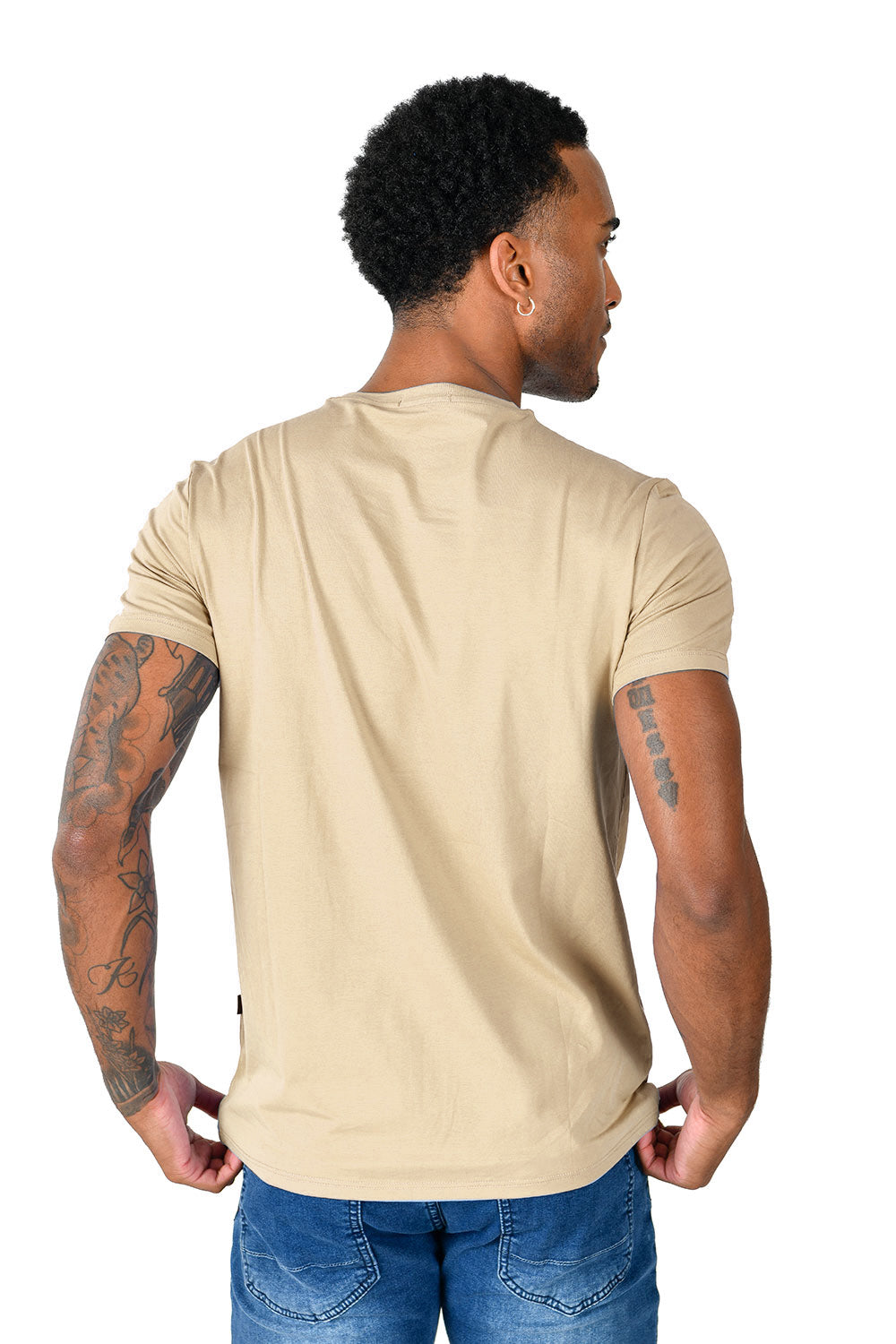 Barabas Wholesale Men's Basic Solid Color Premium Crew-Neck T-shirts ST933 Natural