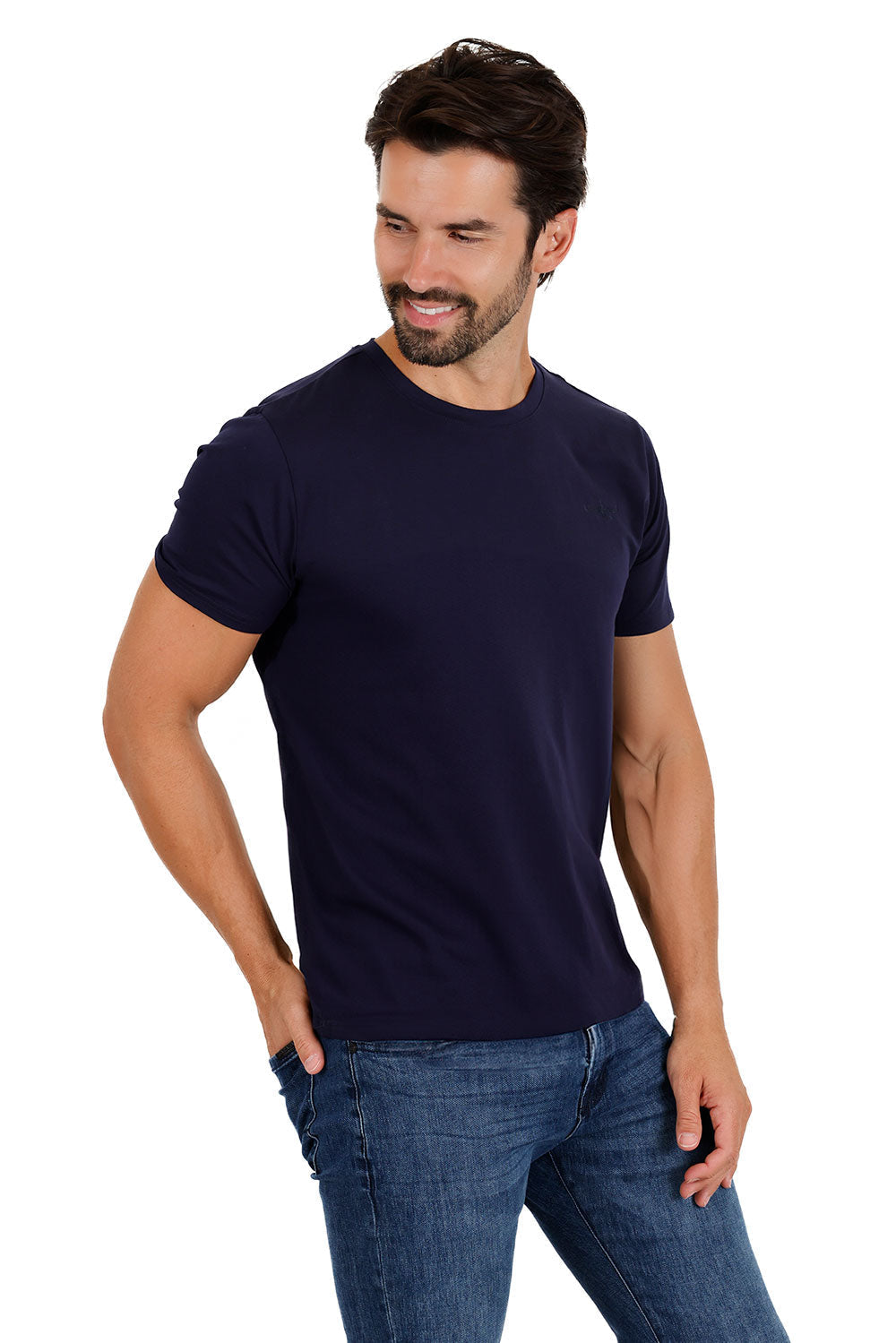 Barabas Wholesale Men's Basic Solid Color Crew-neck T-shirts ST933 Navy