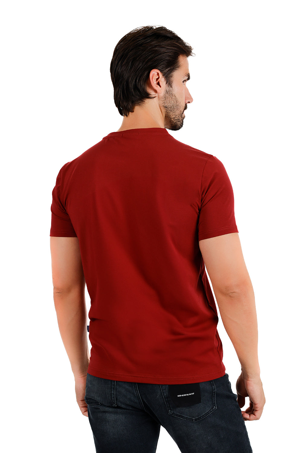 Barabas Wholesale Men's Basic Solid Color Premium Crew-Neck T-shirts ST933 Wine