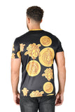 Barabas men's Medusa Greek Key Pattern Crew Neck T-Shirt STP3005 Black Gold