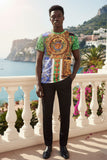 Barabas Men's Multi Color Rhinestone Medusa Floral T-shirts STP3006