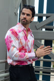 Barabas Wholesale Men's Floral Stretch Spear Point Collar Long Sleeve Shirt 4B99 Pink