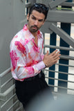 Barabas Wholesale Men's Floral Stretch Spear Point Collar Long Sleeve Shirt 4B99 Pink