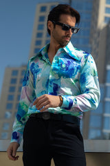 Barabas Wholesale Men's Floral Stretch Spear Point Collar Long Sleeve Shirt 4B99 Green