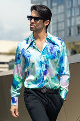 Barabas Wholesale Men's Floral Stretch Spear Point Collar Long Sleeve Shirt 4B99 Green