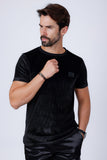 Barabas Wholesale Men's Glittery Sparkle Crew-neck T-shirt ST702 Black