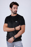 Barabas Wholesale Men's Glittery Sparkle Crew-neck T-shirt ST702 Black