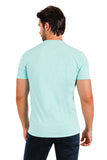 BARABAS Men's Solid Color V-neck T-shirts TV216 Aqua