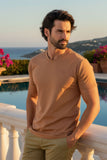 BARABAS Men's Basic Solid Color Premium V-neck T-shirts TV216  Coffee