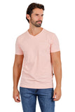 BARABAS Men's Solid Color V-neck T-shirts  TV216 Flamingo