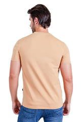 Barabas Men's Solid Color V-neck T-shirts  TV216 Khaki