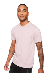 BARABAS Men's Solid Color V-neck T-shirts TV216  Light Purple