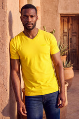 BARABAS Men's Solid Color V-neck T-shirts VTV216 Light Mustard