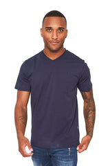 BARABAS Men's Solid Color V-neck T-shirts TV216 Navy