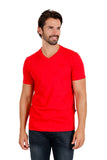 BARABAS Men's Solid Color V-neck T-shirts TV216 Red