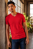 BARABAS Men's Solid Color V-neck T-shirts VTV216 Red