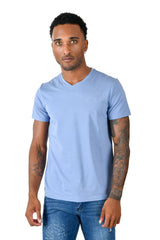 BARABAS Men's Solid Color V-neck T-shirts TV216  Royal