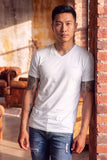BARABAS Men's Solid Color V-neck T-shirts TV216 White
