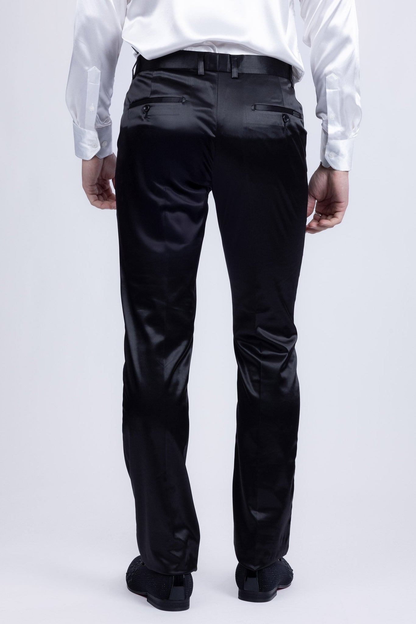 Barabas Wholesale Men's Solid Color Shiny Chino Pants VP1010 Black