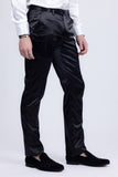 BARABAS Men's Solid Color Shiny Chino Pants VP1010 Black