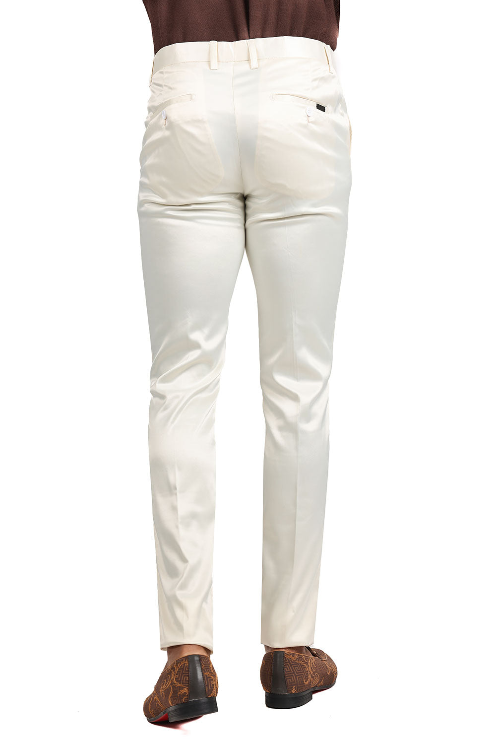 Barabas Wholesale Men's Solid Color Shiny Chino Pants VP1010 Cream
