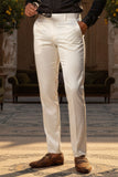 BARABAS Men's Solid Color Shiny Chino Pants VP1010 Cream