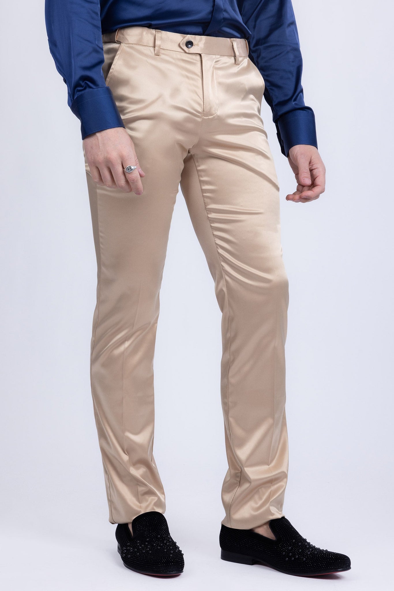 Barabas Wholesale Men's Solid Color Shiny Chino Pants VP1010 Gold