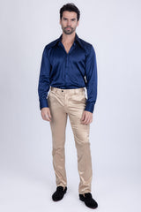 Barabas Wholesale Men's Solid Color Shiny Chino Pants VP1010 Gold