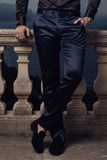BARABAS Men's Solid Color Shiny Chino Pants VP1010 Navy