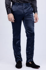 BARABAS Men's Solid Color Shiny Chino Pants VP1010 Navy
