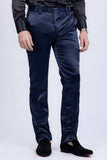 BARABAS Men's Solid Color Shiny Chino Pants VP1010 Navy