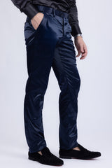 Barabas Wholesale Men's Solid Color Shiny Chino Pants VP1010 Navy