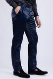 Barabas Wholesale Men's Solid Color Shiny Chino Pants VP1010 Navy