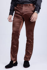 Barabas Wholesale Men's Solid Color Shiny Chino Pants VP1010 Brown