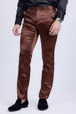 Barabas Wholesale Men's Solid Color Shiny Chino Pants VP1010 Brown