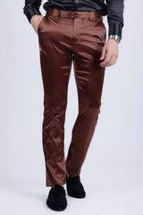 Barabas Wholesale Men's Solid Color Shiny Chino Pants VP1010 Brown