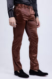 Barabas Wholesale Men's Solid Color Shiny Chino Pants VP1010 Brown