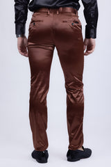 Barabas Wholesale Men's Solid Color Shiny Chino Pants VP1010 Brown