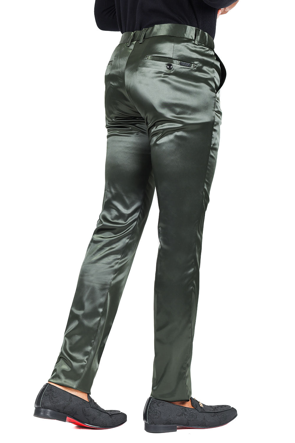 Barabas Wholesale Men's Solid Color Shiny Chino Pants VP1010 Olive