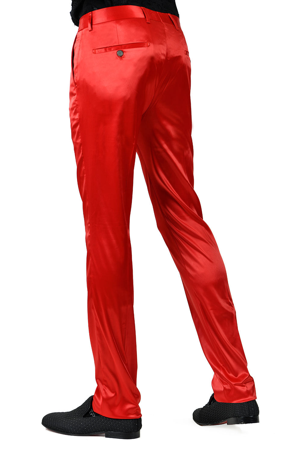Barabas Wholesale Men's Solid Color Shiny Chino Pants VP1010 Red