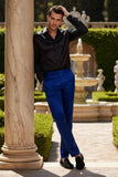 BARABAS Men's Solid Color Shiny Chino Pants VP1010 Royal