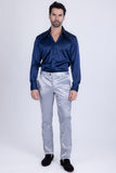 Barabas Wholesale Men's Solid Color Shiny Chino Pants VP1010 Silver