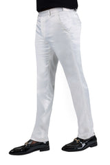 Barabas Wholesale Men's Solid Color Shiny Chino Pants VP1010 White