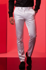 BARABAS Men shinny dress Pants Black Navy White VP1020 White
