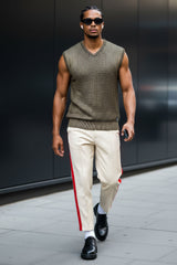 Barabas Men's Shiny Sleeveless Fisherman Knitted Sweater Vest WV201 Gold