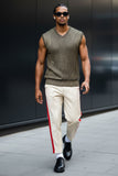 Barabas Men's Shiny Sleeveless Fisherman Knitted Sweater Vest WV201 Gold