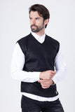 Barabas Wholesale Men's Shiny Sleeveless Knitted Sweater Vest WV201  Black