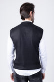 Barabas Wholesale Men's Shiny Sleeveless Knitted Sweater Vest WV201  Black